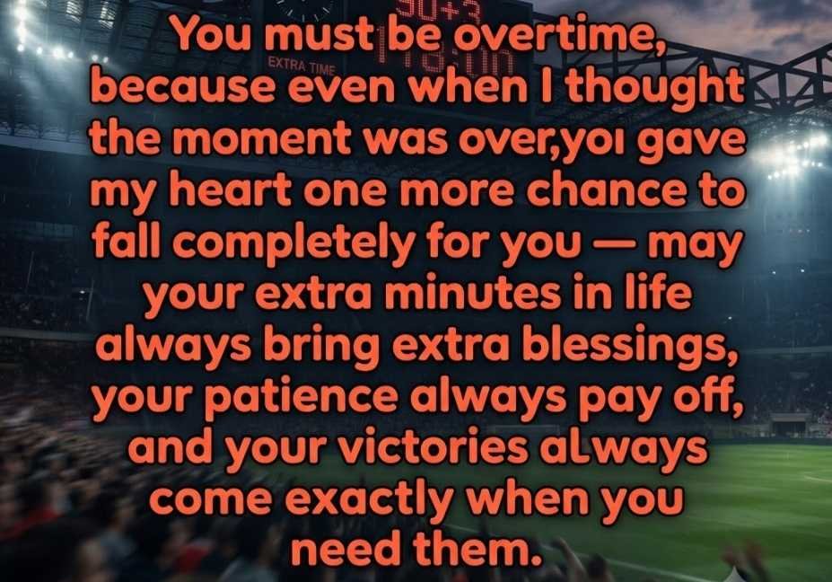 Soccer pick up lines message on stadium clock background showing extra time under dramatic lights