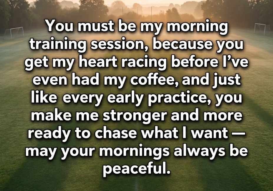 "Soccer pick up lines blessing on sunrise soccer field background with misty grass and golden morning light"