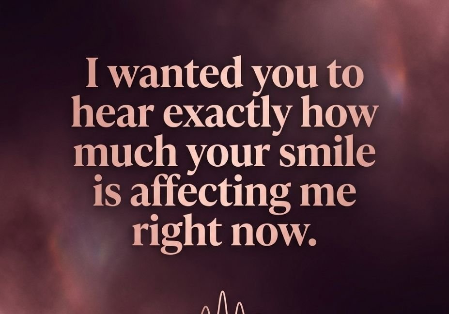 A quote about how much a smile affects someone, set against a moody dark plum and rose gradient background with soft smoky texture and subtle light flares